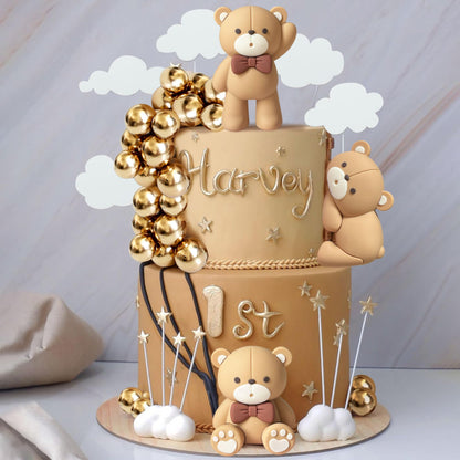 JeVenis Luxury Pink Bear Cake Decoration Baby Bear Baby Shower Cake Topper Bears Train Cake Decoration Baby Shower Birthday Cake Decoration