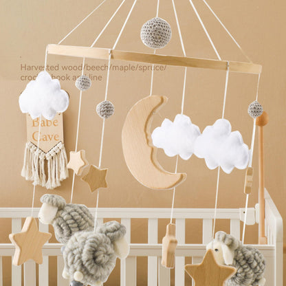 2025 Bohemia Theme Baby Mobile - Mobile for Crib, Crib Mobile for Boys and Girls, Nursery Decor Mobile, Clouds Moon Sheep Pendant Nursery Decor (Beige)