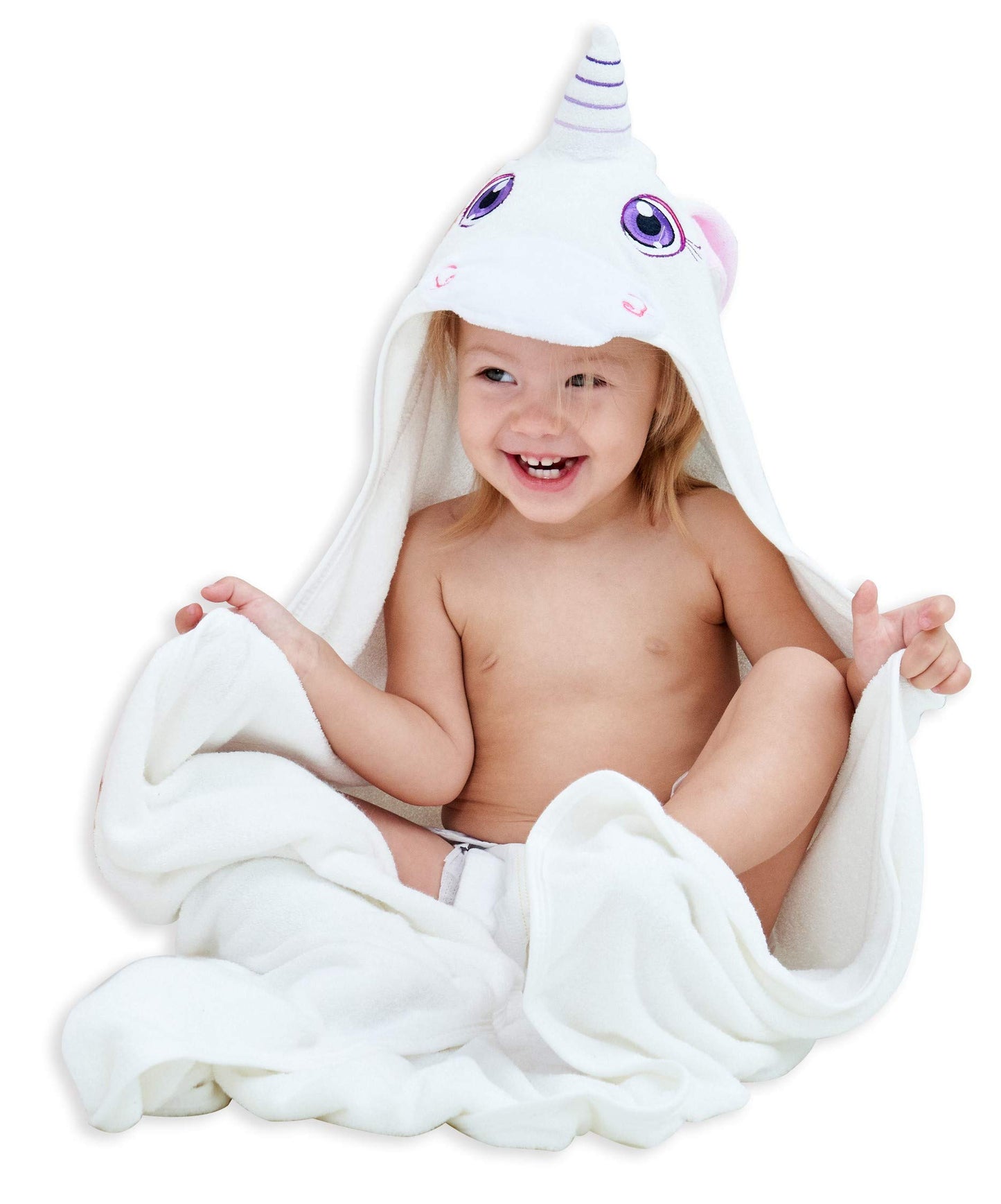 HIPHOP PANDA Hooded Towel - Rayon Made from Bamboo, Bath Towel with Bear Ears for Newborn, Babie, Toddler, Infant - Absorbent Large Baby Towel - Yellow Duck, 30 x 30 Inch