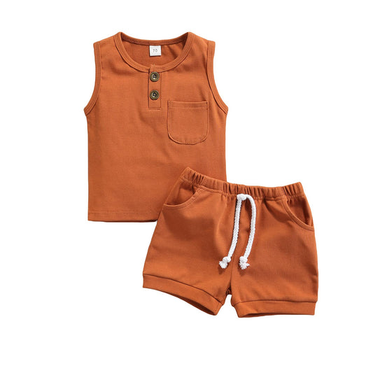 CIYCUIT 2Pcs Baby Boy Summer Clothes Infant Toddler Beach Outfits Sleeveless Tank Tops Shorts Set