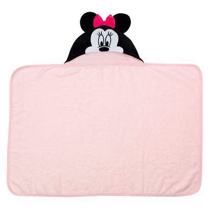 Lambs & Ivy Disney Baby Minnie Mouse Pink Cotton Hooded Baby Bath Towel