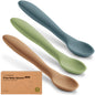 KeaBabies Silicone Baby Spoons, Self Feeding 6-12 months - 3-Pack Baby Weaning Eating Utensils, Toddler First Food Training Spoon, Infant, Kids Feeding Supplies Essential Set, Dishwasher-safe (Slate)