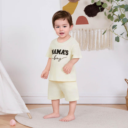 Toddler Baby Boy Summer Clothes Embroidered Waffle Short Sleeve T-Shirts Elastic Shorts Newborn Infant Boy Outfits
