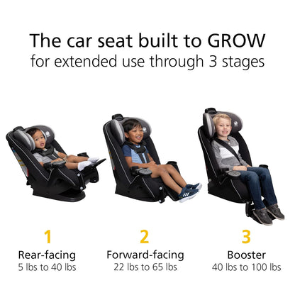Safety 1st Grow and Go All-in-One Slim Convertible Car Seat, Rear Facing, 5-40 lbs, Forward Facing (30–65 lbs), High Back Booster Seat 40-100 pounds, Dunes Edge