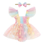 Baby Girl Clothes Infant Tulle Romper Ruffe Sleeveless Bodysuit Baby Girl Outfits Infant Girl Dress 0-18M