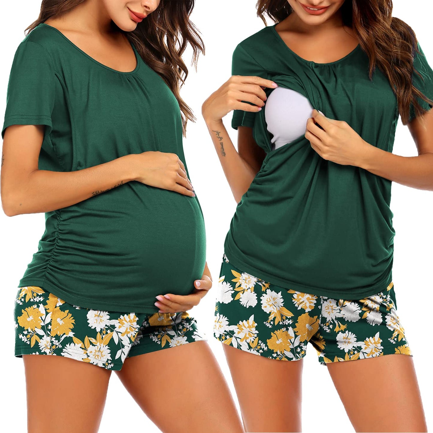 Ekouaer Womens Maternity Pajamas Nursing Pjs for Breastfeeding Soft Postpartum Lounge Sets Sleepwear Layer Pregnancy Clothes