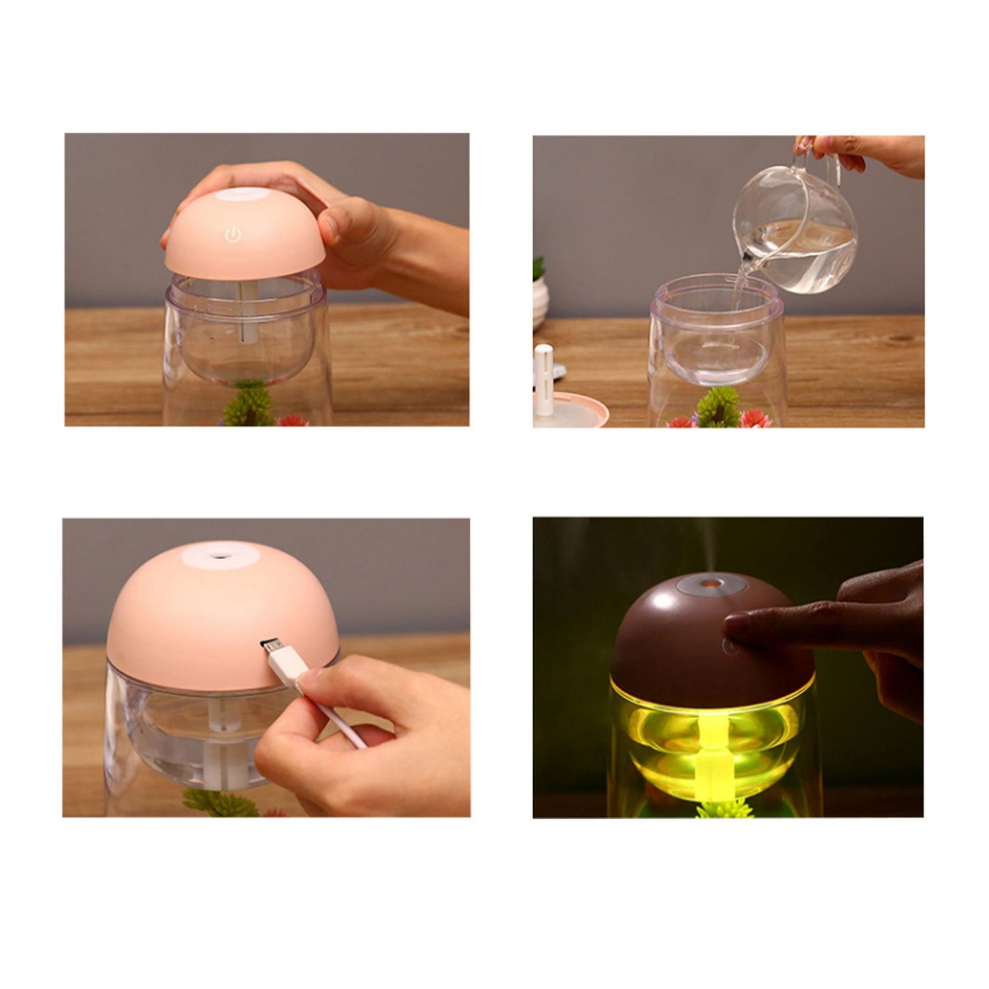 Micro Landscape Humidifier with Changing Led Light,Adjustable Mist Mode, Waterless Auto Shut-off,for Bedroom,Office,Car (pink)