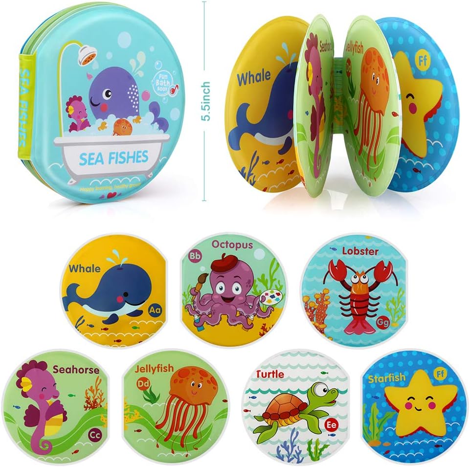Baby Bath Toys, Nontoxic Bath Books for Babies Bath Time, Bathtub Toys for Toddlers 6 to 12 18 Months, Soft Educational Bath Toys for 1-3 Year Old Girls Boys(Pack of 3)