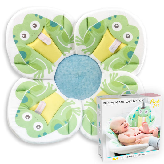 Blooming Bath Baby Bath Seat - Baby Tubs for Newborn Infants to Toddler 0 to 6 Months and Up - Baby Essentials Must Haves - The Original Washer-Safe Flower Seat (Lotus, Gray/White/Yellow)