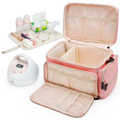 Breast Pump Bag Fit for Spectra S1 and S2, Pumping Bag with Waterproof Mat for Pump Accessories, Portable Pump Carrying Case for Work, Travel and Family Use, Black