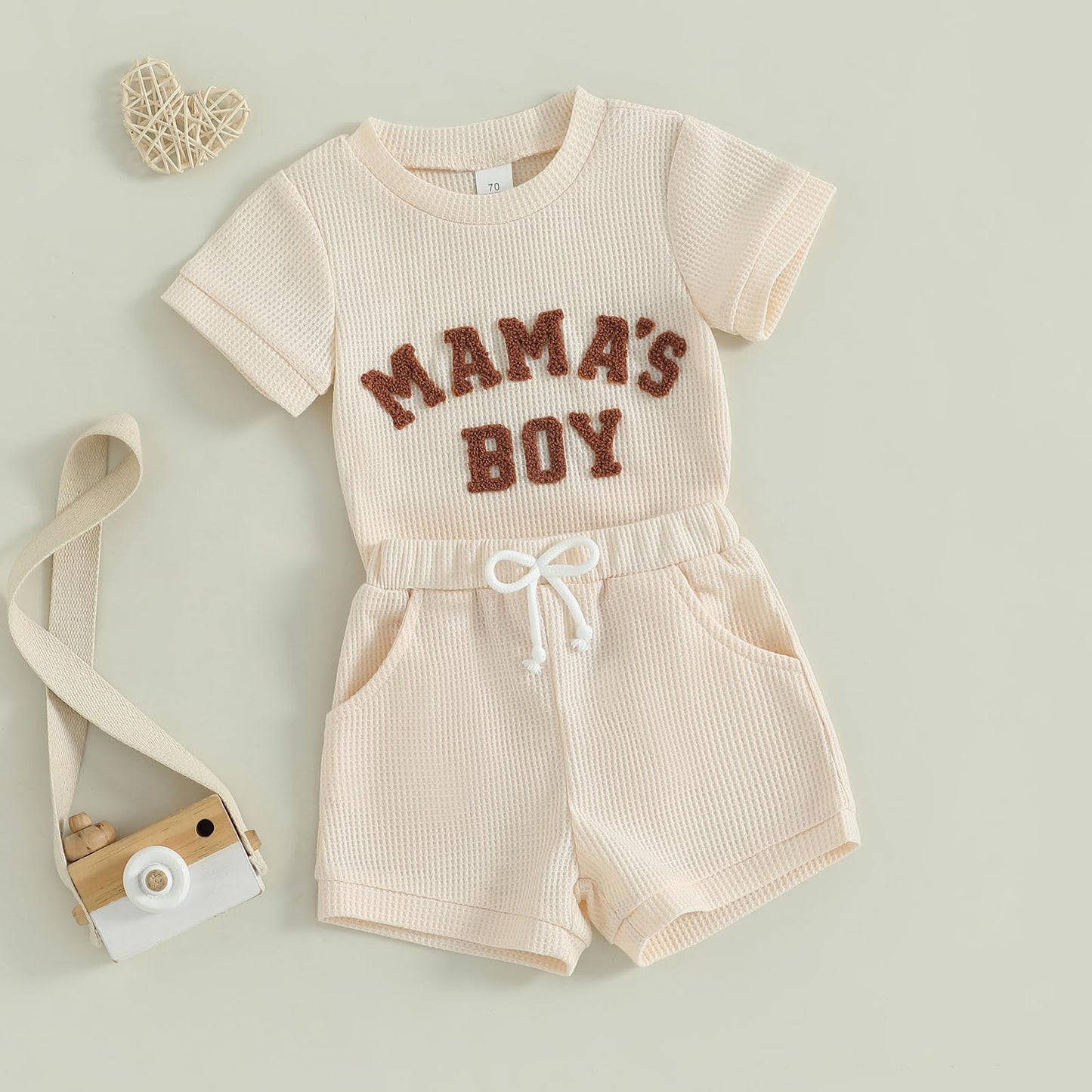 MERSARIPHY Newborn Baby Boy Summer Clothes Mama's Boy Little Dude Short Sleeve Romper Shorts Set Infant Waffle Knit Outfit