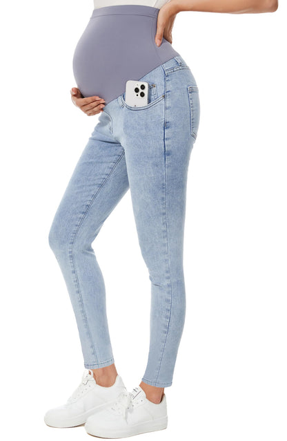 PACBREEZE Women's Maternity Jeans Over Belly Skinny Stretchy Denim Pants Comfy Slim Pregnancy Pants