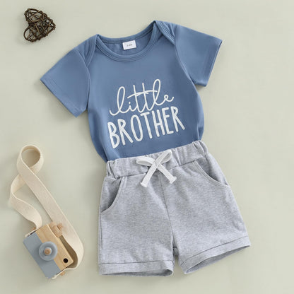MERSARIPHY Newborn Baby Boy Summer Clothes Mama's Boy Little Dude Short Sleeve Romper Shorts Set Infant Waffle Knit Outfit