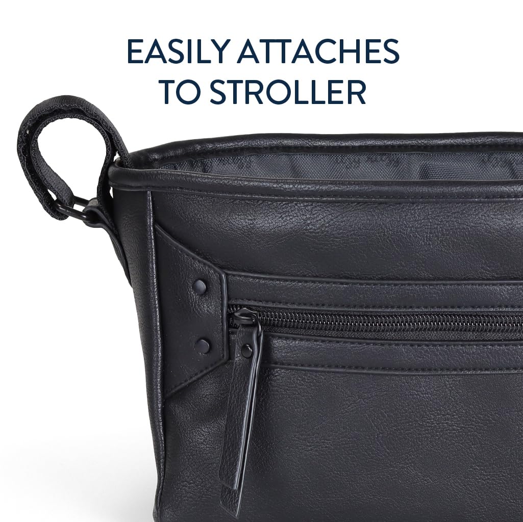 Itzy Ritzy Adjustable Stroller Caddy and Organizer Bag Featuring Front Zippered Pocket, 2 Built-in Interior Pockets & Adjustable Straps to Fit Nearly Any Stroller (Chai)