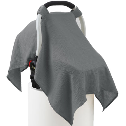 100% Muslin Cotton Car Seat Cover Baby, Carseat Canopy Cover, Universal Fit Stroller Covers for Boys and Girls (Summer Wheat)