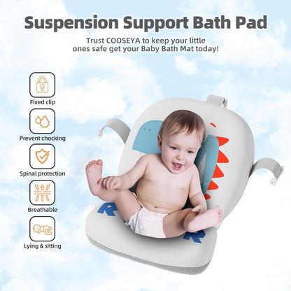 MoreFeel Collapsible Baby Bathtub for Newborn with Thermometer & 1 Hooded Towel & 1 Soft Floating Cushion,Portable Travel Bathtub with Drain Hole, Durable Foldable Baby Tubs for Infants to Toddler