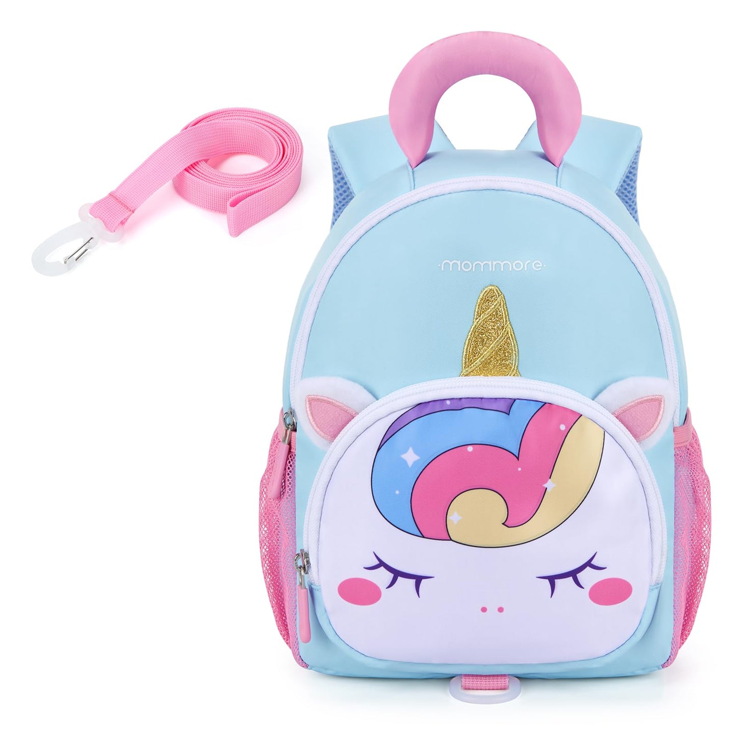 mommore Toddler Backpack for Girls 2-4 Cute 3D Kids Backpack Butterfly Small Pre-K Backpacks Water-Resistant for Preschool Kindergarten with Toddler Leash, Chest Buckle
