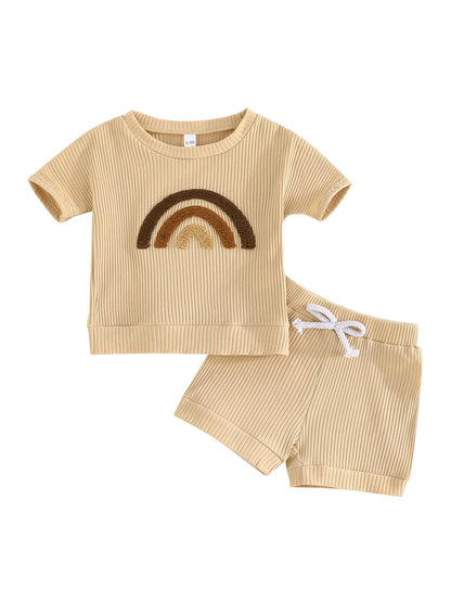 SUREPOCH Baby Boy Clothes Set Summer Toddler Short-Sleeve Shirt & Elastic Waist Shorts Set For Baby Boy Outfits
