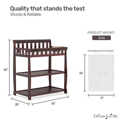 Dream On Me Ashton Changing Table, Natural, 34x20x40 Inch (Pack of 1)