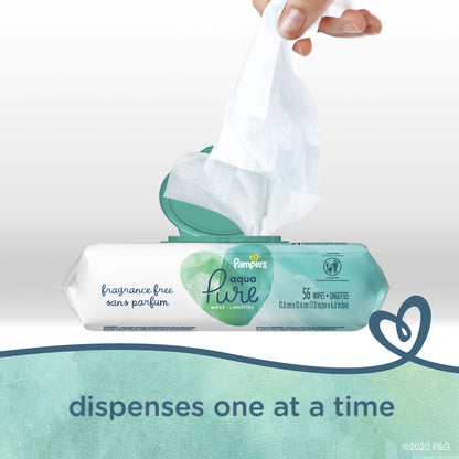 Pampers Baby Wipes Aqua Pure, 99% water-based wipes, Hypoallergenic and Unscented Infant Wipe, 896 Total (16 Flip-Top Packs)