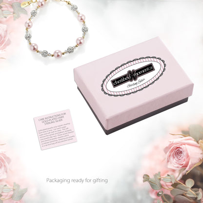 Cherished Moments Children's 14K Gold-plated or Sterling Silver Bracelet with Stardust Beads and Austrian Crystals for Babies, Infants, Toddlers, and Girls Jewelry Gifts