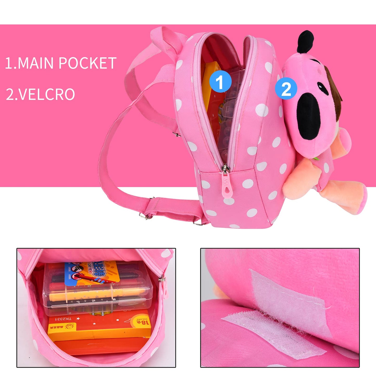 Cute Toddler Backpack Plush Doll Toy Snack Travel Bag Preschool Shoulder Bag Gift for Kid