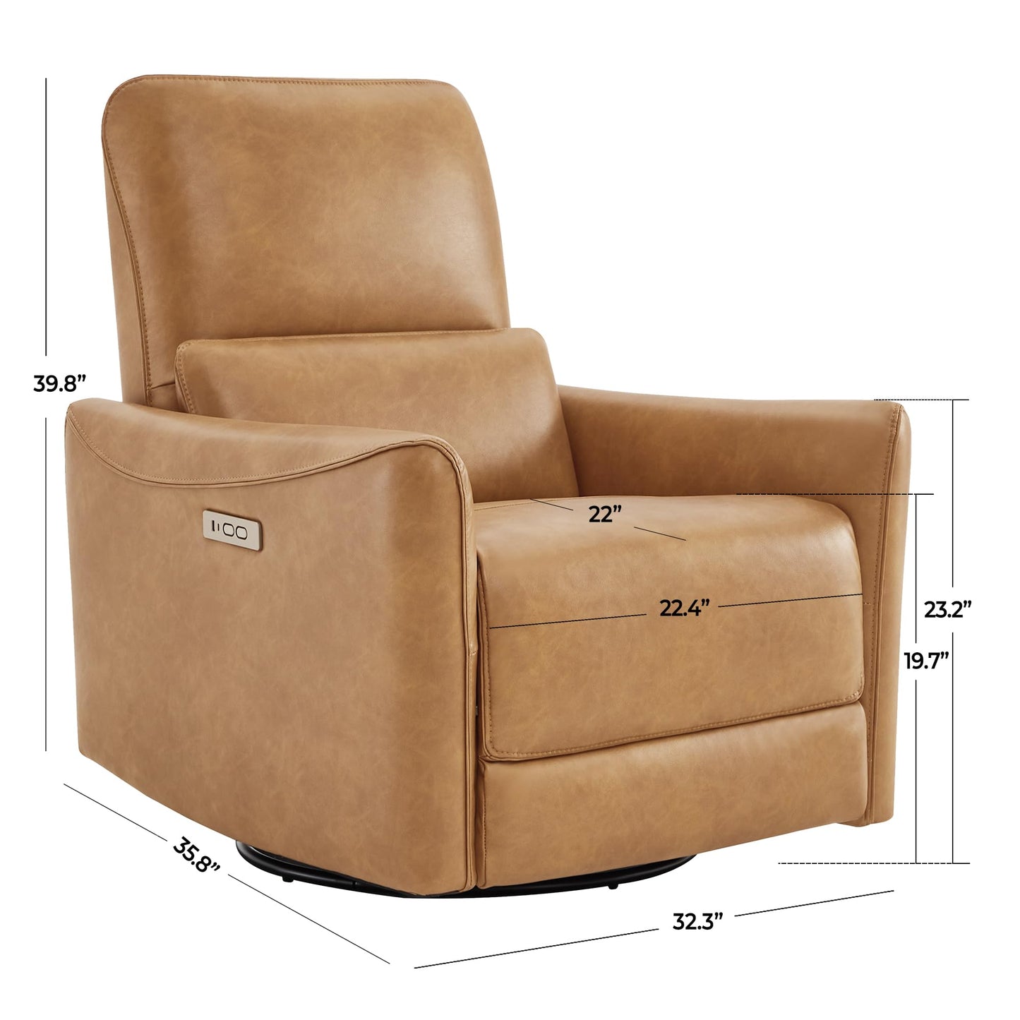 CHITA Power Recliner Chair Swivel Glider, FSC Certified Upholstered Living Room Nursery Reclining Sofa Chair with Lumbar Support, Linen
