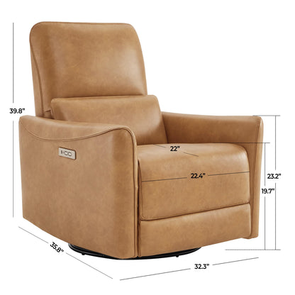 CHITA Power Recliner Chair Swivel Glider, FSC Certified Upholstered Living Room Nursery Reclining Sofa Chair with Lumbar Support, Linen