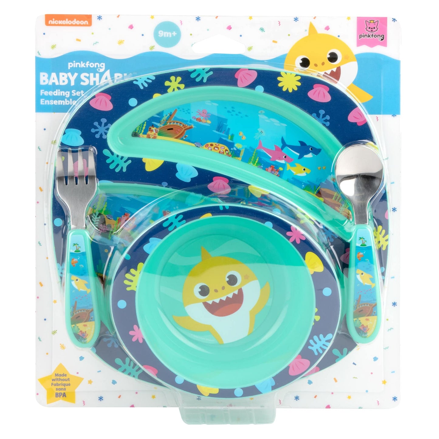 The First Years Bluey 4-Piece Place Setting - BPA Free Dishwasher Safe Toddler Dinnerware Set with Divided Plate, Bowl, Fork, Spoon - Multicolor