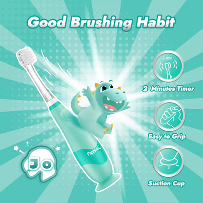 Papablic Toddler Sonic Electric Toothbrush Kids for Ages 1-3 Years, Baby Electric Toothbrush with Cute Unicorn Cover and Smart LED Timer, 4 Brush Heads (Doris)