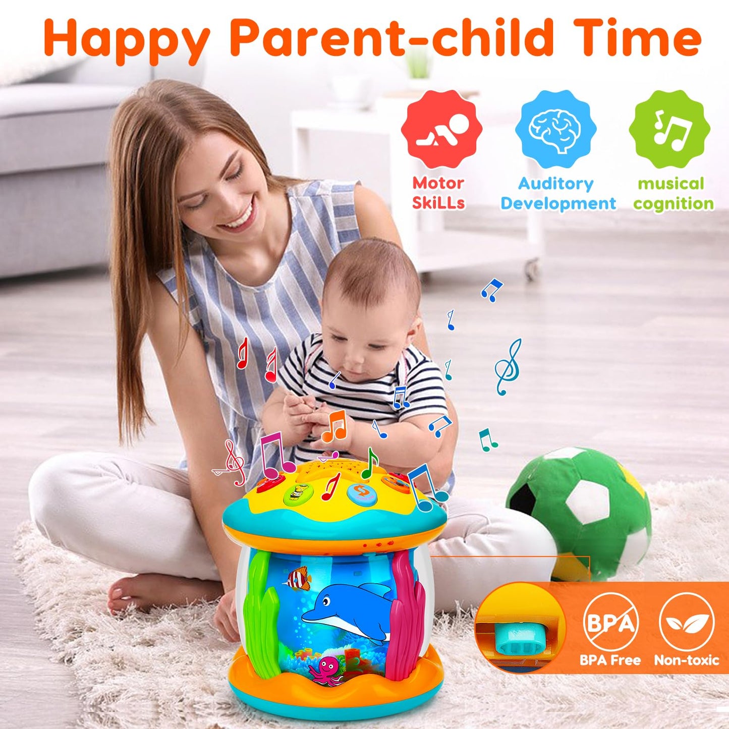 Baby Musical Toys 0-6 6-12 Months Rotating Projector Light Up Infant Tummy Time Toys 0-3-6 Months Sensory Toddler Toy Age 1-2-4 New Birthday Gifts for 1 Year Old Girl Boy Learning &Education Toy