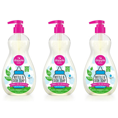 Dapple Baby Bottle Soap, Hypoallergenic Dish Soap for Baby Bottles, Powered by Plants, Travel Size, Fragrance Free, 3 Fl Oz (Pack of 2)