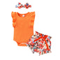 Tiny Cutey Baby Girl Clothes Infant Summer Outfits Set Ruffle Sleeve Romper and Floral Shorts with Headband