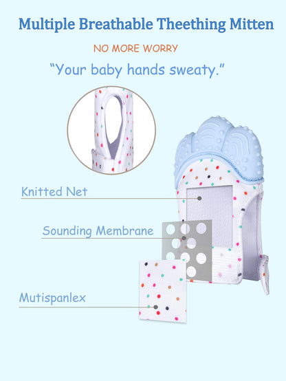 Giftty Baby Teething Mitten, Self-Soothing Teether Glove, Pain Relief Silicone Mitt, Double Breathable, Stay on Baby's Hand, Unisex for Babies 3-12 Months(2 Pink Mittens)