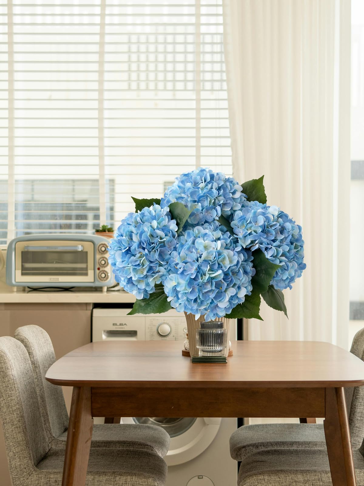 4 Pcs Pink Hydrangeas Artificial Flowers, 20 inches Large Lifelike Fake Silk Flowers, Faux Hydrangeas Flowers for Wedding Home Party Decor Baby Shower Table Centerpiece