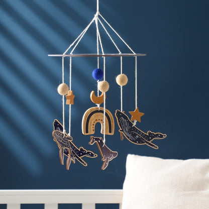 Wooden Crib Mobile Arm | Baby Crib Mobile Arm Wooden Holder | Rotatable Adjustable Anti Slip Attachment Clamp for Sturdy Mobile Hanger (Curved Arm)