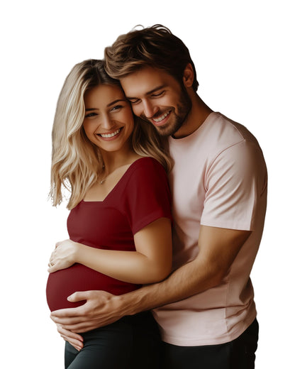 Huukeay 4 Pack Women's Maternity Shirts Cotton Ribbed Short Sleeve Square Neck Pregnancy Tops Side Ruched Summer Tee