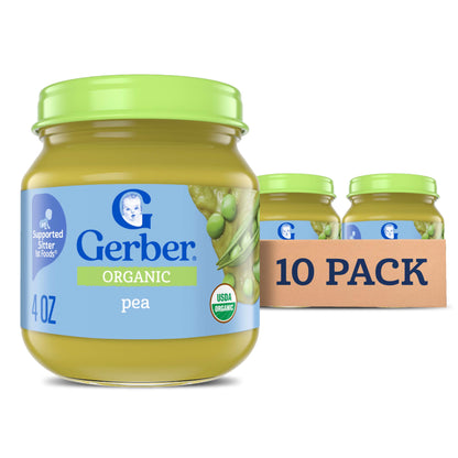 Gerber Stage 1 Baby Food, Organic Butternut Squash Jar, Baby Puree, Non-GMO, Vegetable, Puree Jars Glass, 10-pack