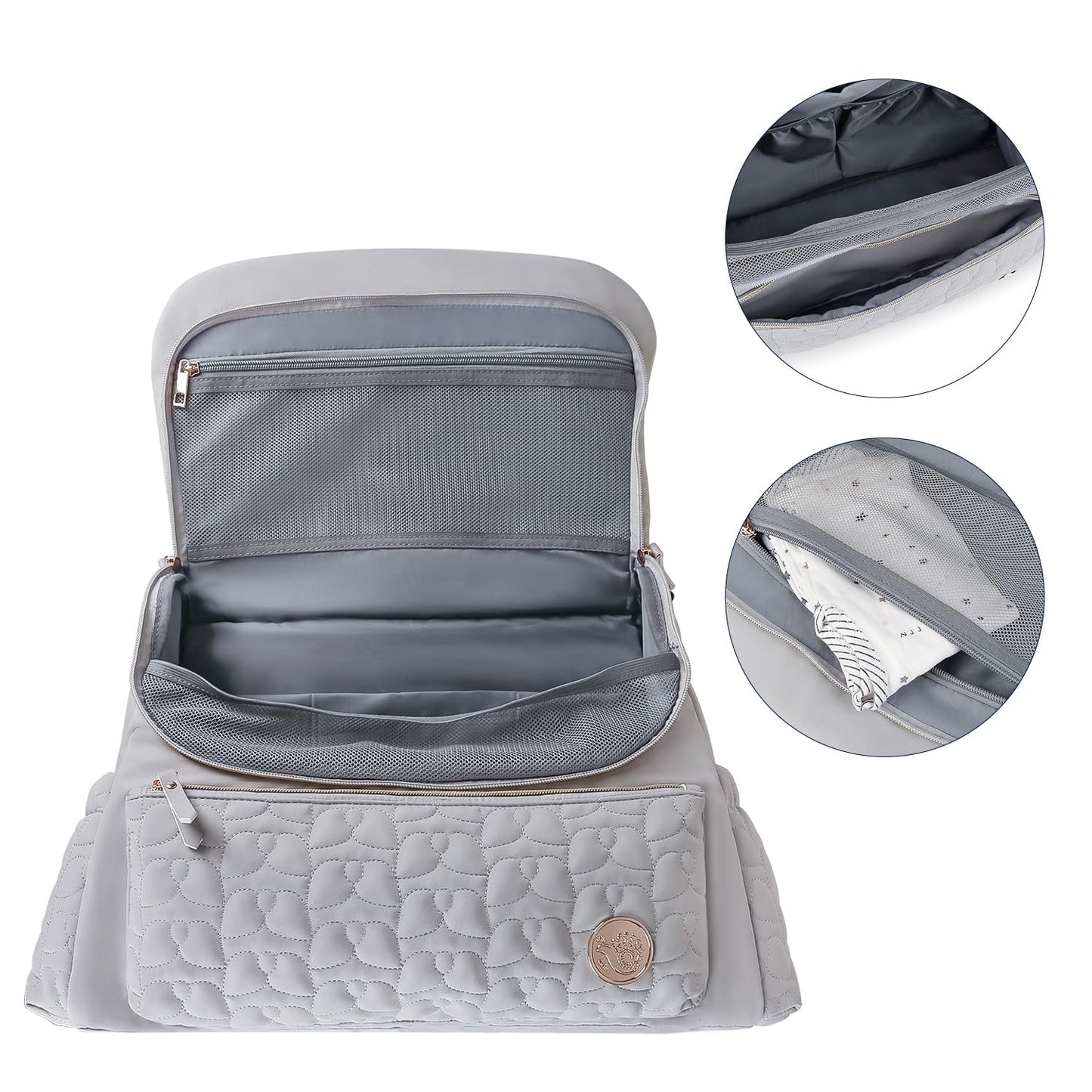 Lmbabter Diaper Bag Backpack Convertible Messenger Bag Travel Backpack Maternity Bags Stylish Baby Bag with Changing Pad for Mom (Brown)