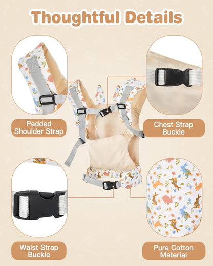 Lictin Baby Doll Carrier, Front and Back Doll Accessories Carrier for Little Girls, with Adjustable Straps for Stuffed Animal Reborn Baby Doll