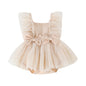 Hnyenmcko Newborn Baby Girl Summer Romper Dress Infant Fly Sleeve Flower Embroidery Mesh Tulle Skirt Hem Ribbed Bodysuit