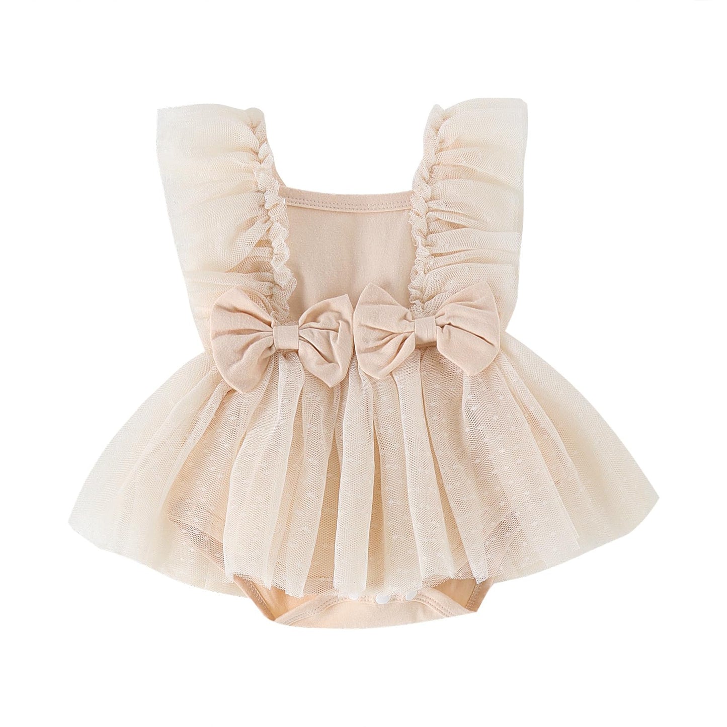 Hnyenmcko Newborn Baby Girl Summer Romper Dress Infant Fly Sleeve Flower Embroidery Mesh Tulle Skirt Hem Ribbed Bodysuit