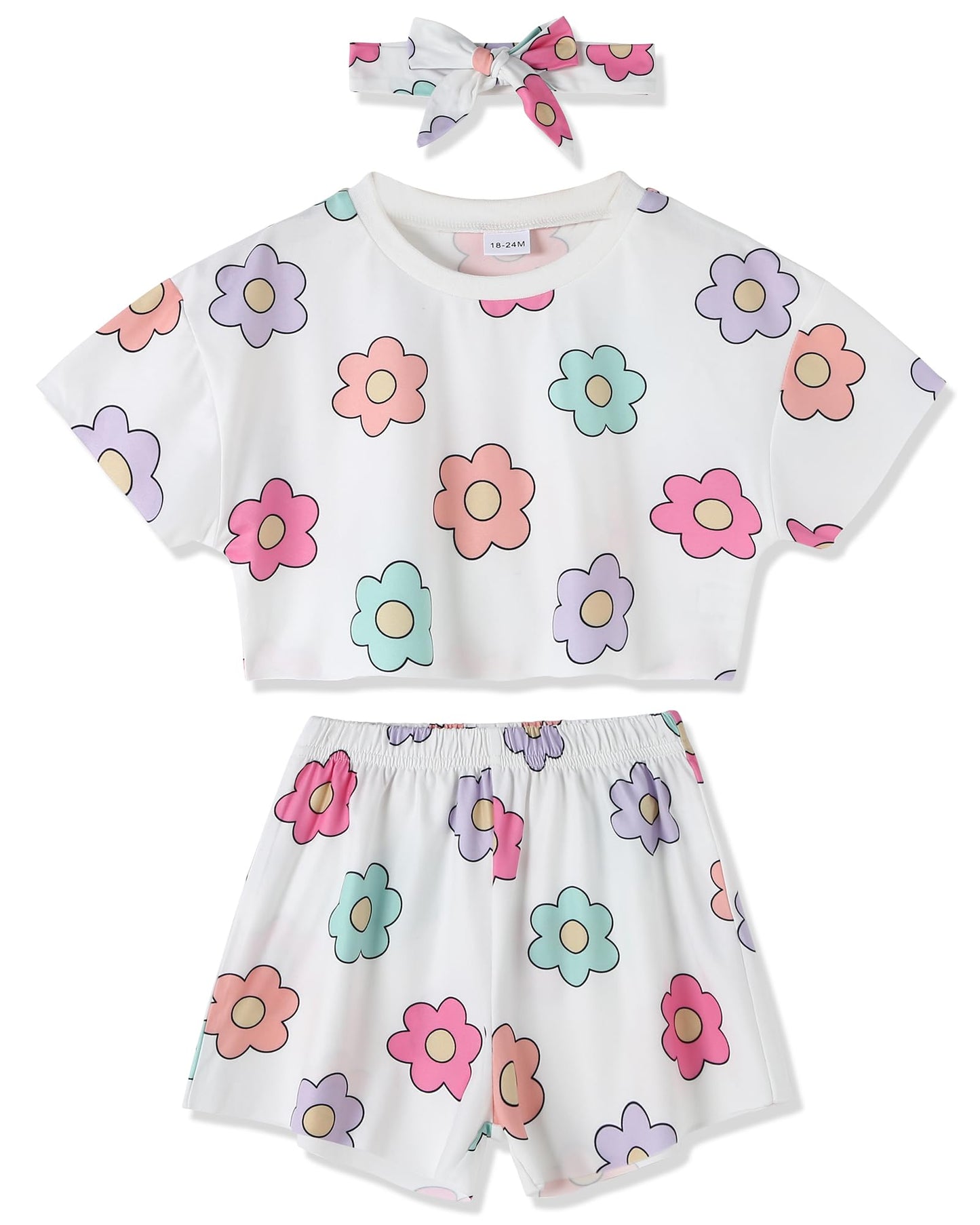 WESIDOM Toddler Girl Clothes Baby Girls Outfits 6M-5T Summer Floral Print Shirt+Shorts+Headband 3pcs Baby Clothing
