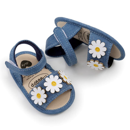 GDSDYM Infant Baby Girls Summer Sandals with Flower Bowknot Soft Sole Wedding Dress Flats Newborn First Walkers Crib Dress Shoes