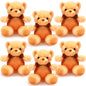 HyDren 6 Pcs Bear Stuffed Animal Plush Toys Soft Plush Dolls Bear Sleeping and Playing Toys for Baby Shower Decoration Boy(Fuzzy Style,Brown)