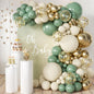 155Pcs Sage Green Arch Kit with Pea Green White Gold Balloons for Baby Shower Bridal Shower Birthday Engagement Wedding Wild One Party Decorations