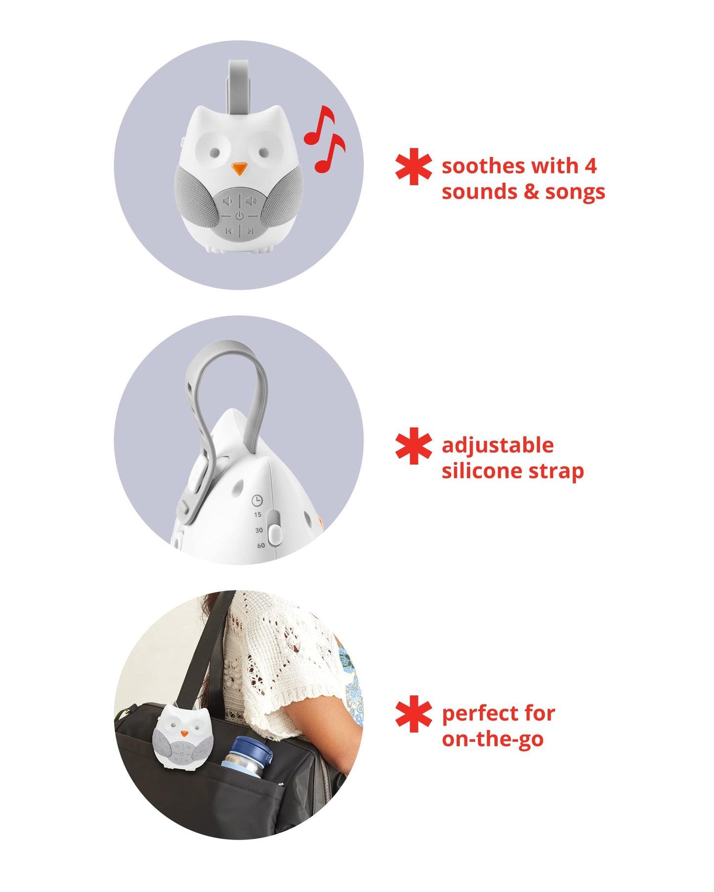 Skip Hop Portable Baby Sound Machine, Stroll & Go, Owl