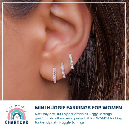 Chanteur Hypoallergenic Huggie Earrings for Girls & Women - Small Hoop Design, Perfect for Teens & Kids