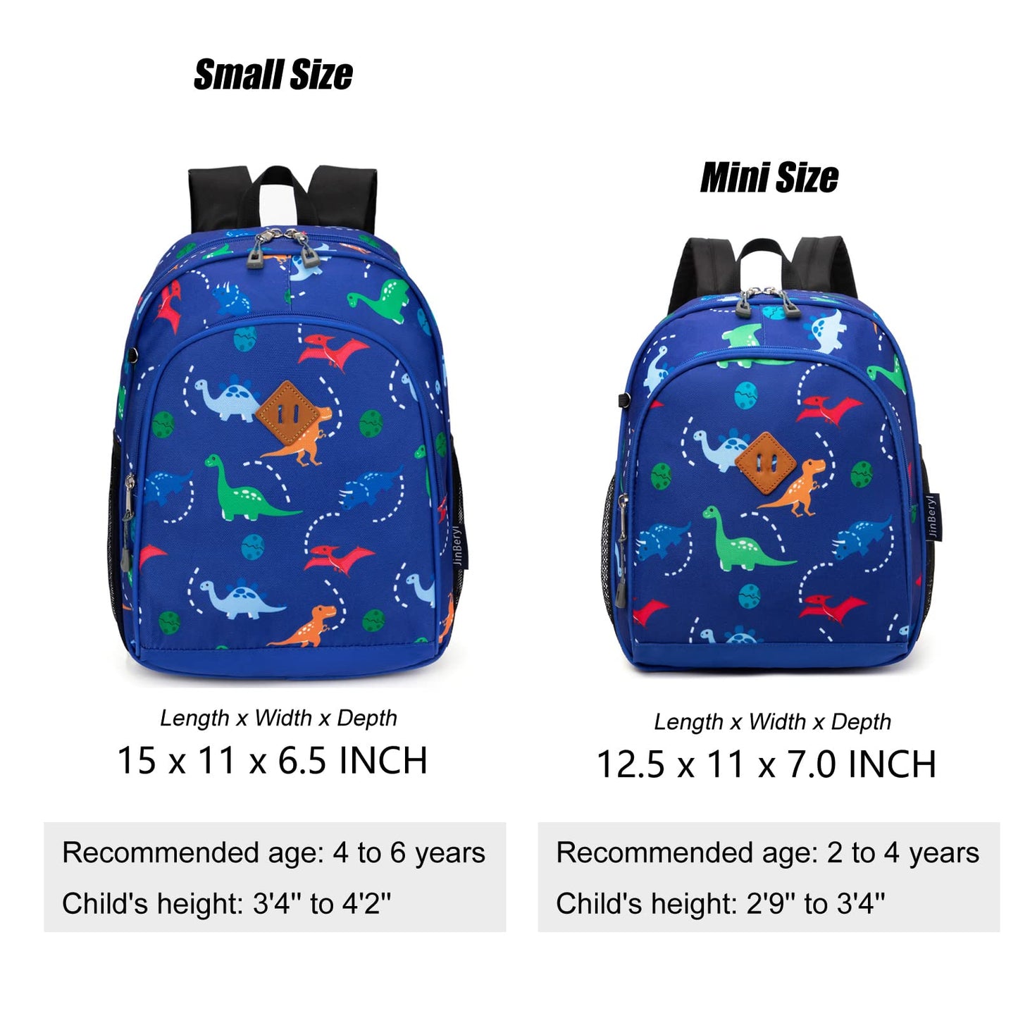 Toddler Backpack for Boys, 12 Inch Kids Dinosaur Backpack for Preschool or Kindergarten, Black