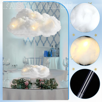 Wettarn 6 Set Cloud 3D Cloud LED DIY Lights Baby Shower Cloud Table Decor Hanging Cloud for Ceiling LED Cloud Kit Fake Cloud Ornament Artificial Cotton Cloud Prop for Wedding Bridal Party Room Decor